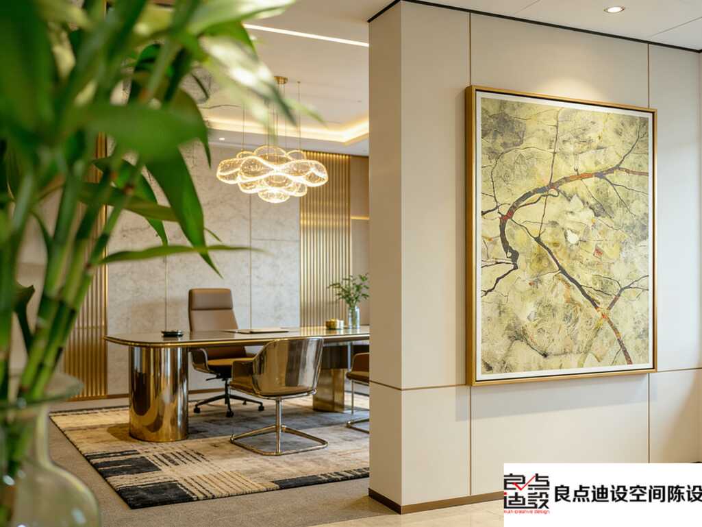 谁懂啊!这个轻奢风办公室装修软装设计直接把高级感焊在工位上了✨​